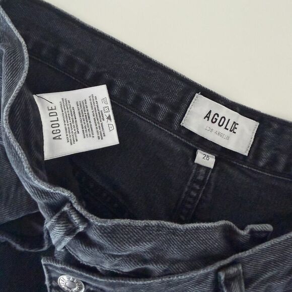 AGOLDE Criss Cross Jeans Womens 26 Black Washed Upsized Organic Cotton Straight - Picture 7 of 12